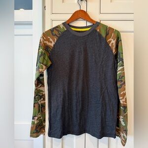 Epic Threads Charcoal Long-Sleeve Raglan with Camo Sleeves